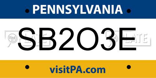 SB2O3E Pennsylvania License Plate