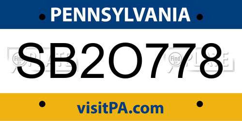 SB2O778 Pennsylvania License Plate
