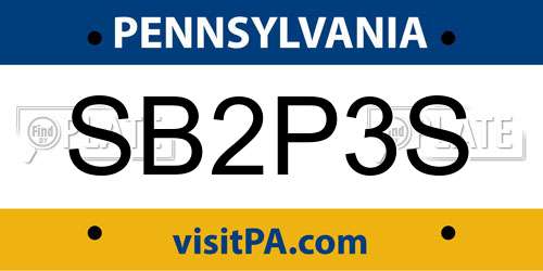 SB2P3S Pennsylvania License Plate