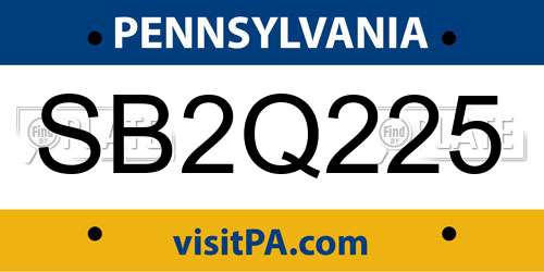 SB2Q225 Pennsylvania License Plate
