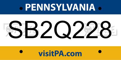 SB2Q228 Pennsylvania License Plate
