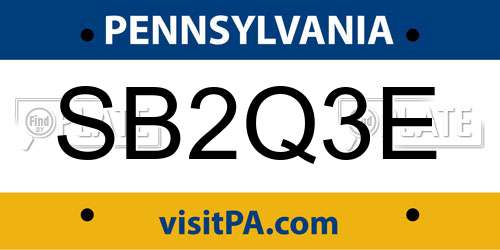 SB2Q3E Pennsylvania License Plate