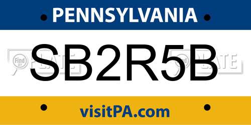 SB2R5B Pennsylvania License Plate