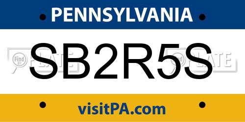 SB2R5S Pennsylvania License Plate