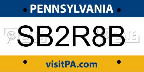 SB2R8B Pennsylvania License Plate