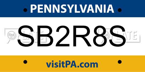 SB2R8S Pennsylvania License Plate