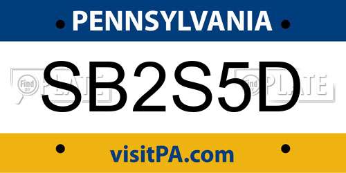 SB2S5D Pennsylvania License Plate