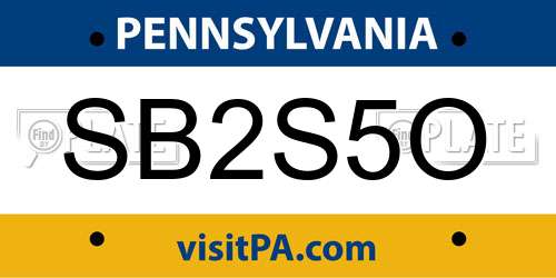 SB2S5O Pennsylvania License Plate