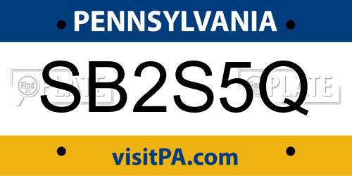 SB2S5Q Pennsylvania License Plate