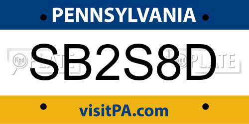 SB2S8D Pennsylvania License Plate