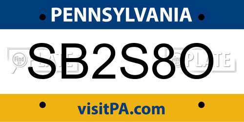 SB2S8O Pennsylvania License Plate