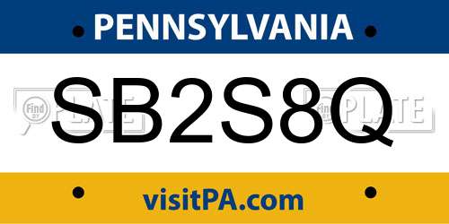 SB2S8Q Pennsylvania License Plate