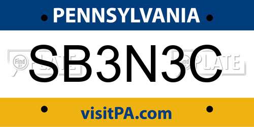 SB3N3C Pennsylvania License Plate