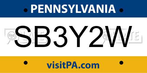 SB3Y2W Pennsylvania License Plate