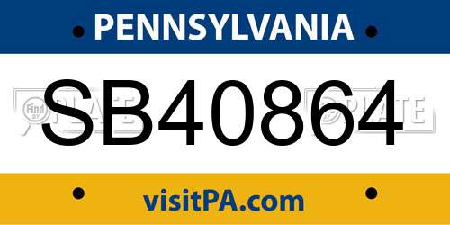 SB40864 Pennsylvania License Plate