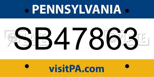 SB47863 Pennsylvania License Plate