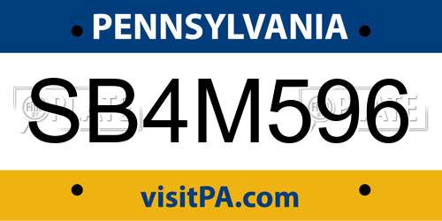 SB4M596 Pennsylvania License Plate