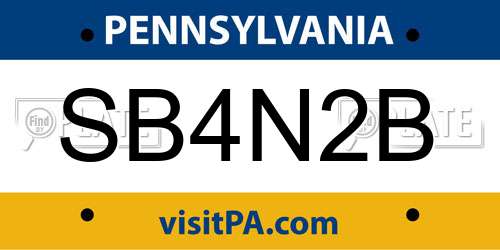 SB4N2B Pennsylvania License Plate