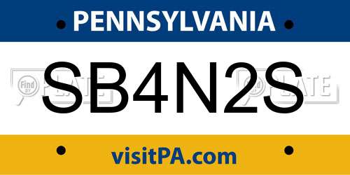 SB4N2S Pennsylvania License Plate