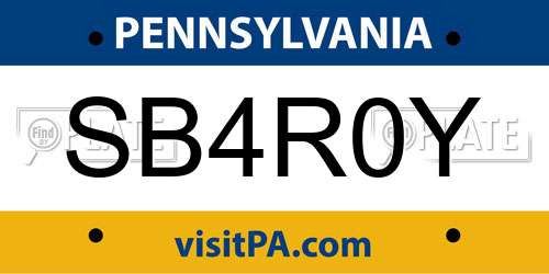 SB4R0Y Pennsylvania License Plate