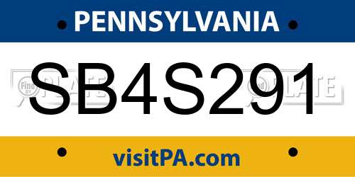 SB4S291 Pennsylvania License Plate