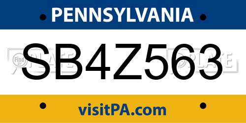 SB4Z563 Pennsylvania License Plate