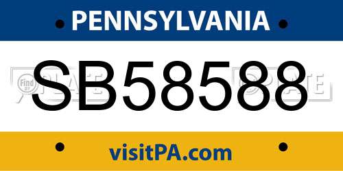 SB58588 Pennsylvania License Plate