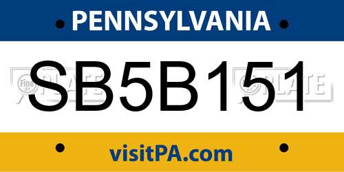 SB5B151 Pennsylvania License Plate