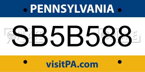 SB5B588 Pennsylvania License Plate