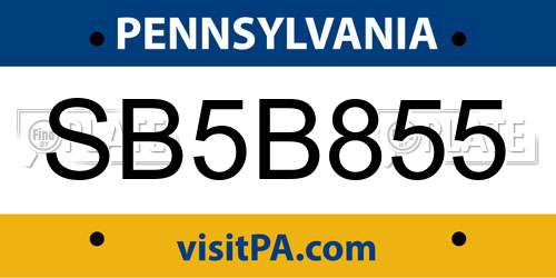 SB5B855 Pennsylvania License Plate