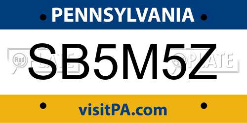 SB5M5Z Pennsylvania License Plate