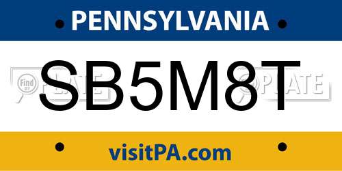 SB5M8T Pennsylvania License Plate