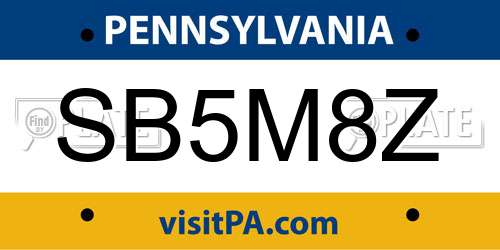 SB5M8Z Pennsylvania License Plate