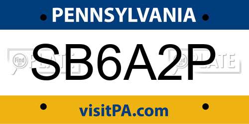 SB6A2P Pennsylvania License Plate