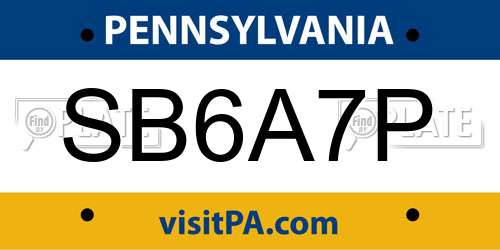 SB6A7P Pennsylvania License Plate