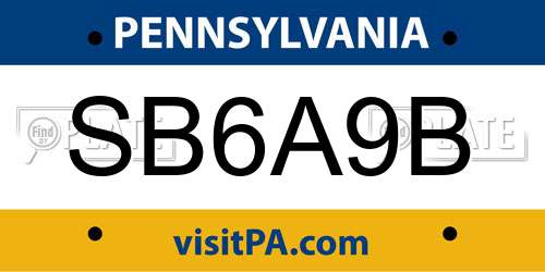 SB6A9B Pennsylvania License Plate