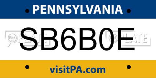 SB6B0E Pennsylvania License Plate