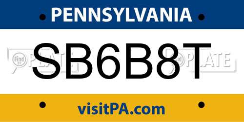 SB6B8T Pennsylvania License Plate