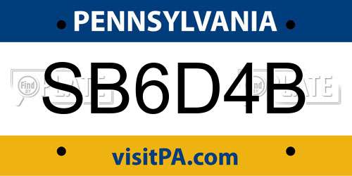 SB6D4B Pennsylvania License Plate