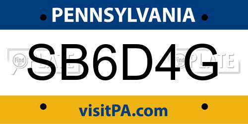 SB6D4G Pennsylvania License Plate