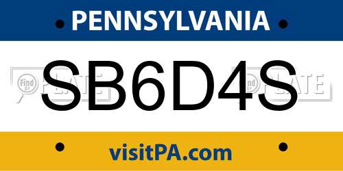 SB6D4S Pennsylvania License Plate