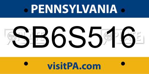 SB6S516 Pennsylvania License Plate