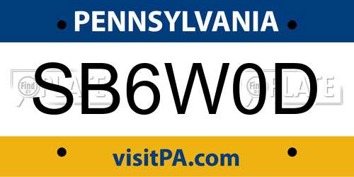 SB6W0D Pennsylvania License Plate