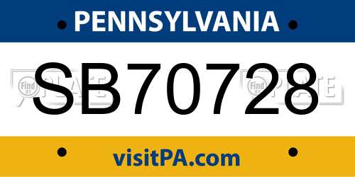 SB70728 Pennsylvania License Plate