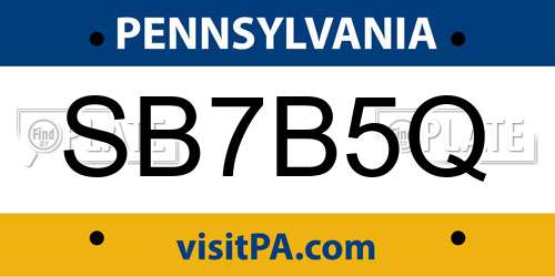 SB7B5Q Pennsylvania License Plate