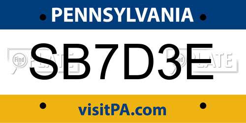 SB7D3E Pennsylvania License Plate
