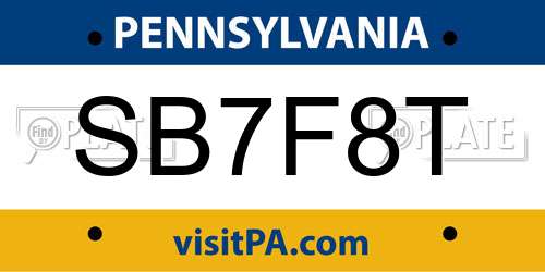 SB7F8T Pennsylvania License Plate