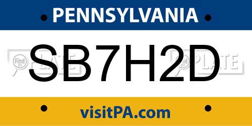 SB7H2D Pennsylvania License Plate