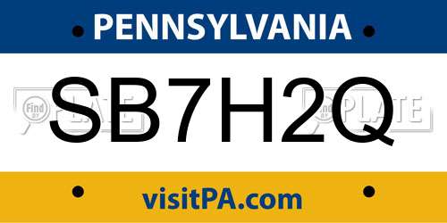 SB7H2Q Pennsylvania License Plate