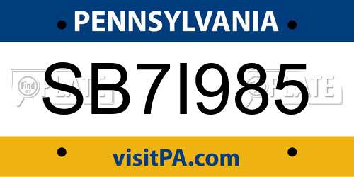 SB7I985 Pennsylvania License Plate